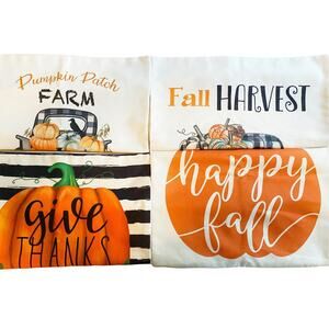 4TH EMOTION FALL DECOR PILLOW COVERS 18x18 SET OF 4 Farmhouse Sofa Couch Linen